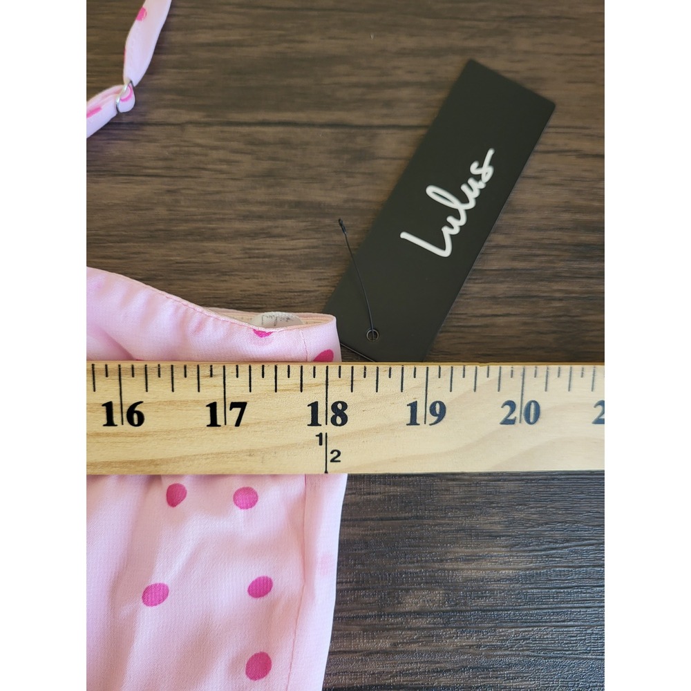 Lulus Pink Polka Dot Tiered Midi Dress Adjustable Straps XL NWT - Picture 6 of 6